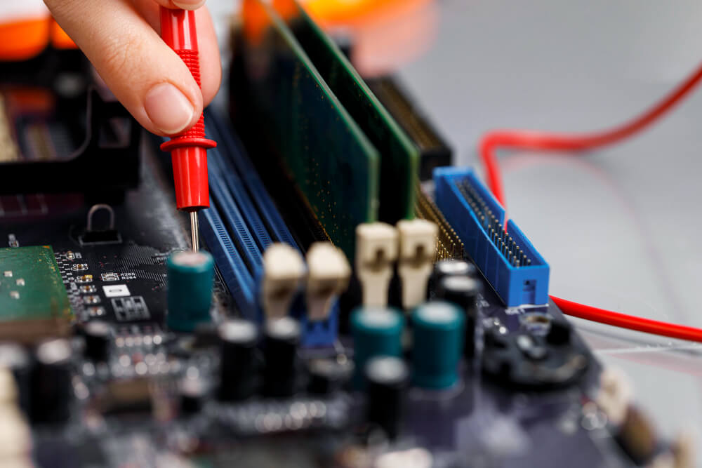 technician with computer- motherboard